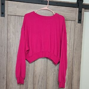 Pre-loved Old Navy Fuchsia Women's Cropped Sweatshirt Size Small